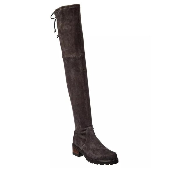 $950 STUART WEITZMAN BLAIRE CITY OVER THE KNEE BOOT CHUNKY LUG GREY 8.5 (PB40) - Picture 1 of 8